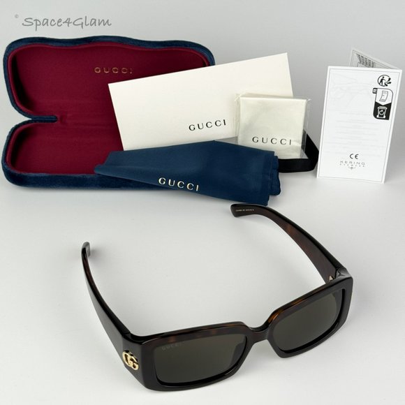 Gucci Women Sunglasses Dark Havana Brown Rectangle GG1403S  display picture 2